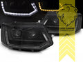 LTG Pair of Full LED Headlights with Dynamic DRL for VW T5 Facelift T5.1 Multivan Caravelle Transporter — Black