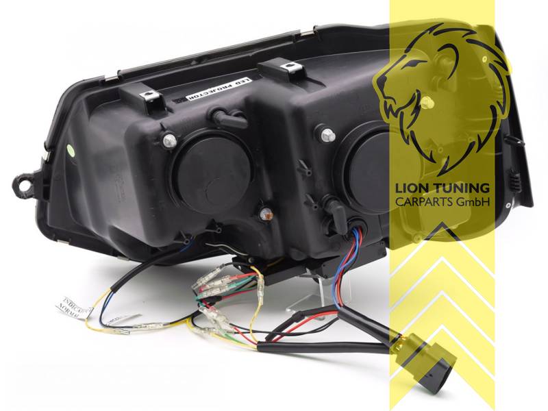 LTG Pair of Full LED Headlights with Dynamic DRL for VW T5 Facelift T5.1 Multivan Caravelle Transporter — Black