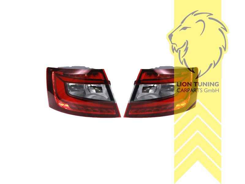 LTG Pair LED Tail lights Rear Lights for Skoda Octavia 3 5E Facelift Sedan - Smoked Black Red