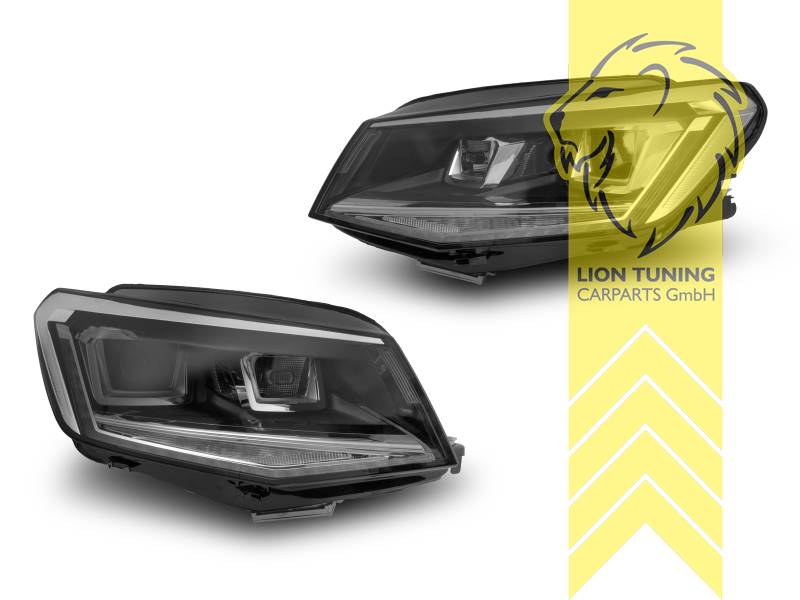 LTG Pair of Xenon HID Design Headlights Clear Glass for VW Caddy 4 IV 2K SA Panel Van Combi 15-20 Black