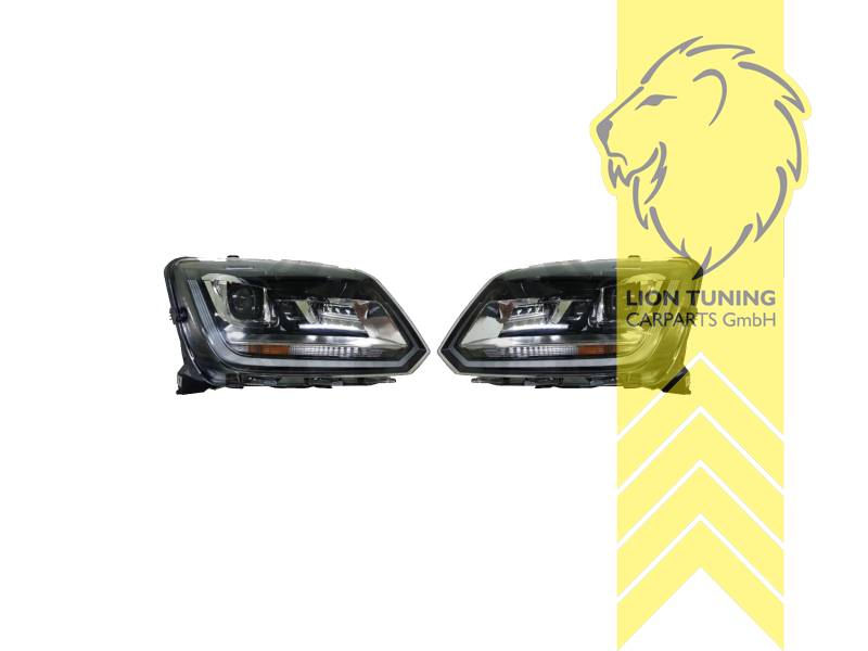 LTG Pair of Full LED Headlights with Genuine DRL for VW Amarok 2H — Black