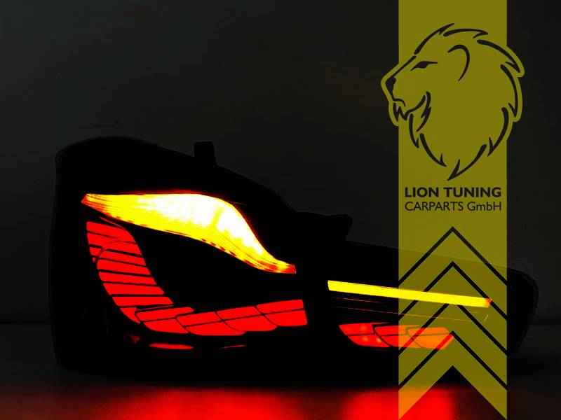 LTG Pair of Light Bar LED OLED Rear Lights for BMW 1 Series F20 F21 LCI – Black / Red