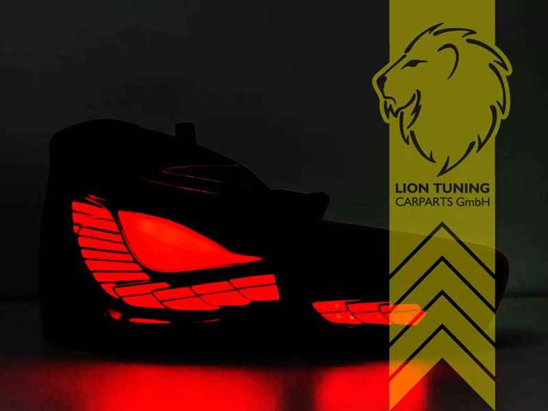 LTG Pair of Light Bar LED OLED Rear Lights for BMW 1 Series F20 F21 LCI – Black / Red