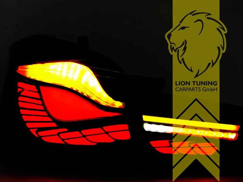 LTG Pair of Light Bar LED OLED Rear Lights for BMW 1 Series F20 F21 LCI – Black / Red