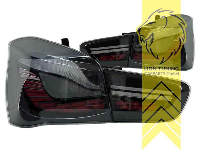 LTG Pair of Light Bar LED OLED Rear Lights for BMW 1 Series F20 F21 LCI – Black / Red