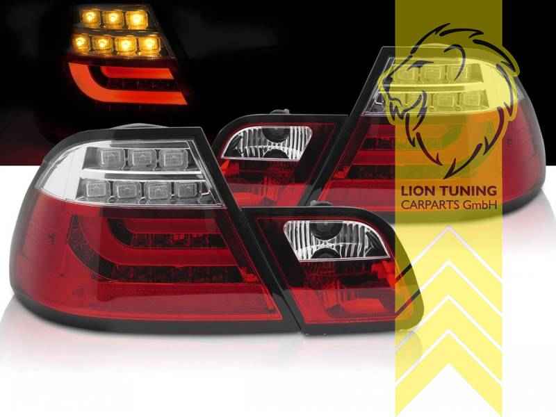 LTG Pair LED Rear Lights Taillights for BMW 3 Series E46 Coupe Facelift 03/2003 - 06/2006 – Red / White / Chrome