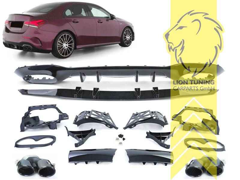 Rear Spoiler Diffuser Quad Exhaust Look for Mercedes-Benz A-Class W177 – AMG Line Gloss Black 03/2018 - 09/2022
