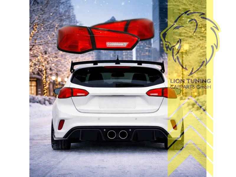 LTG Pair of Light Bar LED Taillights Rear Lights for Ford Focus 4 IV HN – Red / White