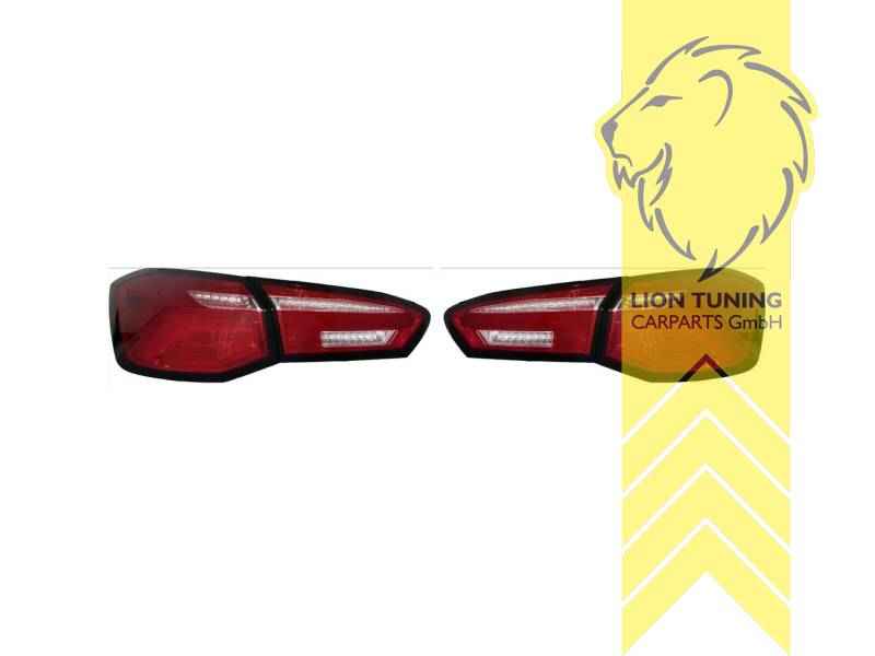 LTG Pair of Light Bar LED Taillights Rear Lights for Ford Focus 4 IV HN – Red / Smoke