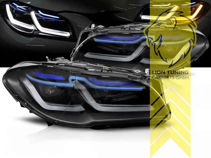 LTG Aftermarket EXPORT Full LED Headlights Genuine DRL for BMW F10 Sedan F11 Touring LCI - Black (Pair) LHD