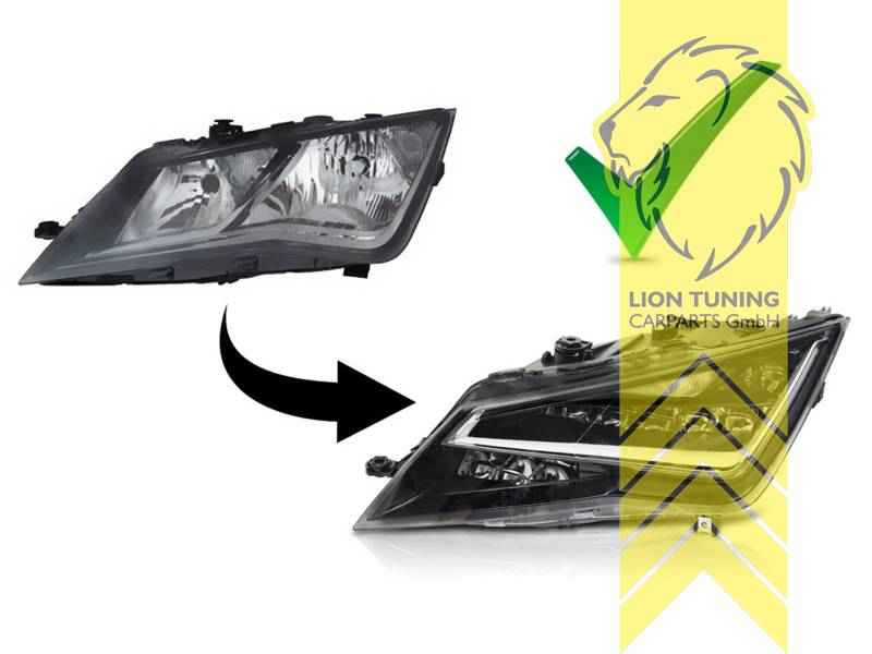 LTG Full LED Headlights Genuine DRL for Seat Leon 5F Sedan ST - Black, also for Facelift (Pair) LHD