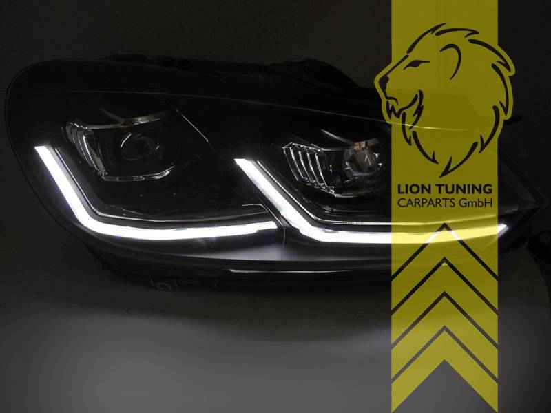 Full LED Headlights Genuine DRL for VW Golf 6 Sedan Variant Cabrio - Black (Pair) LHD