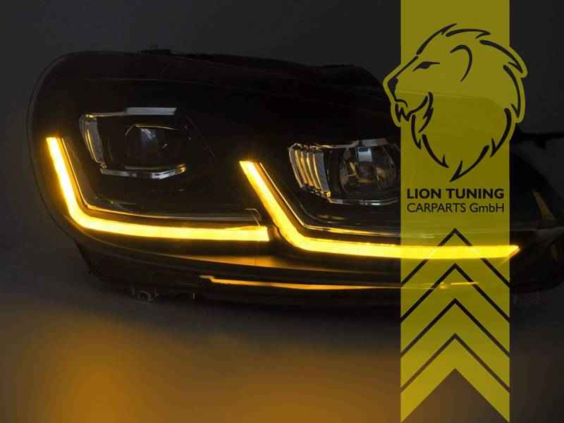 Full LED Headlights Genuine DRL for VW Golf 6 Sedan Variant Cabrio - Black (Pair) LHD