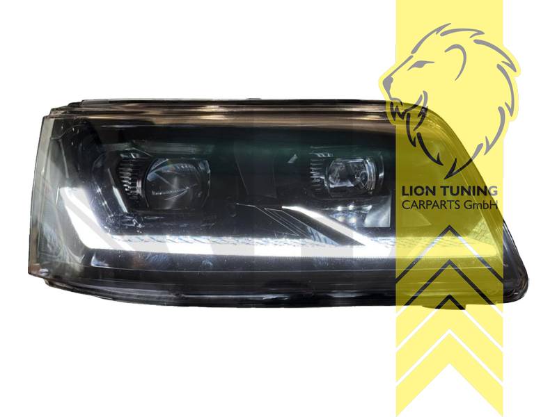Full LED Headlights Genuine DRL VW T5 Multivan Caravelle Transporter Black - DRL and indicator