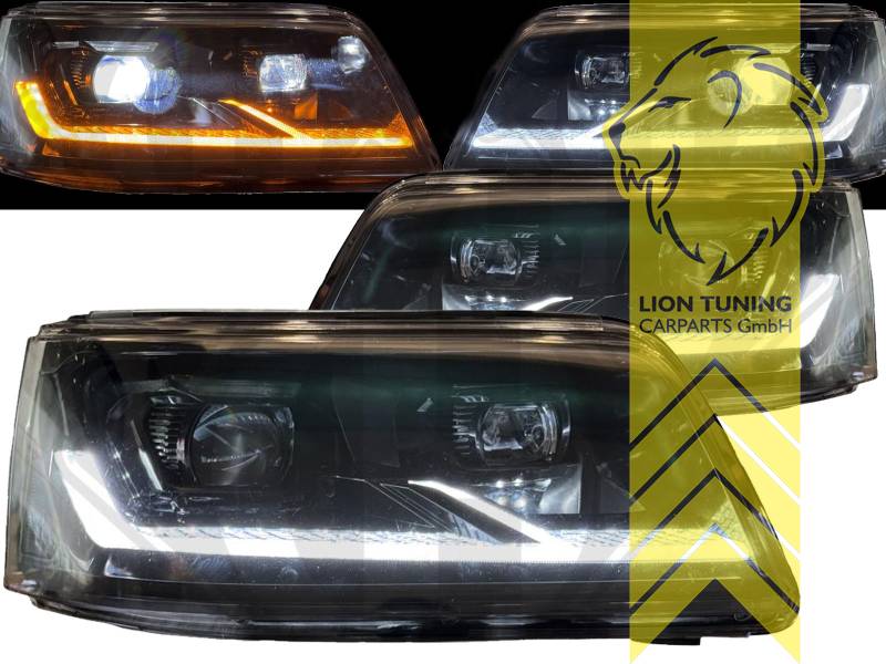 Full LED Headlights Genuine DRL VW T5 Multivan Caravelle Transporter Black - Main view