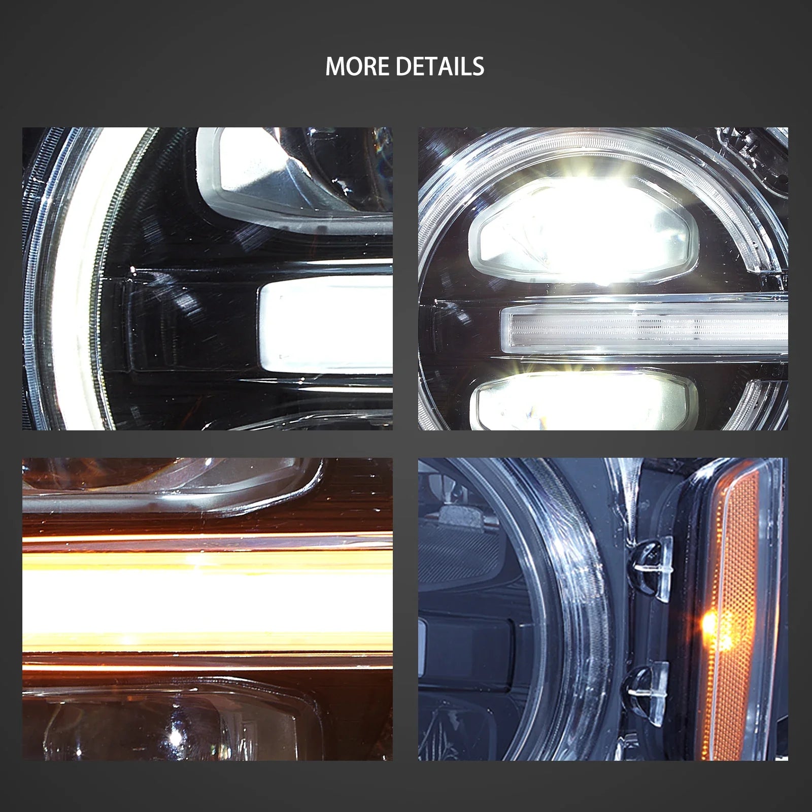 VLAND 20-24 Ford Bronco Full LED Projector RGB Headlights - Streamer led effect LHD