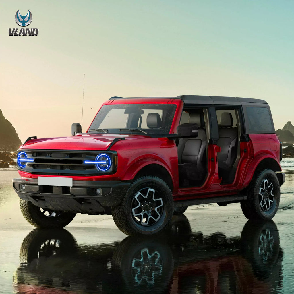 VLAND 20-24 Ford Bronco Full LED Projector RGB Headlights - Streamer led effect LHD