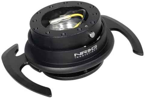 NRG Innovations NRG-SRK-700BK GEN 4.0 Steering Wheel Quick Release Kit Adapter, Black Body/Black Ring With Handles &amp; 6x70 and 6x74mm Bolt Patterns