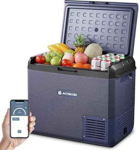 AAOBOSI Fridge Freezer 95L, IPX4 Waterproof Dual Zone Camping Fridge Freezer with APP Control, 12V/240V, -20°C to 20°C – Ideal for Campervan, Truck, Boat, Motorhome, Travel &amp; Picnic
