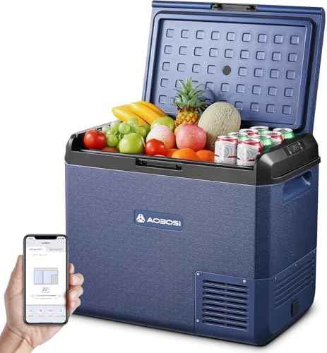 AAOBOSI Fridge Freezer 95L, IPX4 Waterproof Dual Zone Camping Fridge Freezer with APP Control, 12V/240V, -20°C to 20°C – Ideal for Campervan, Truck, Boat, Motorhome, Travel &amp; Picnic