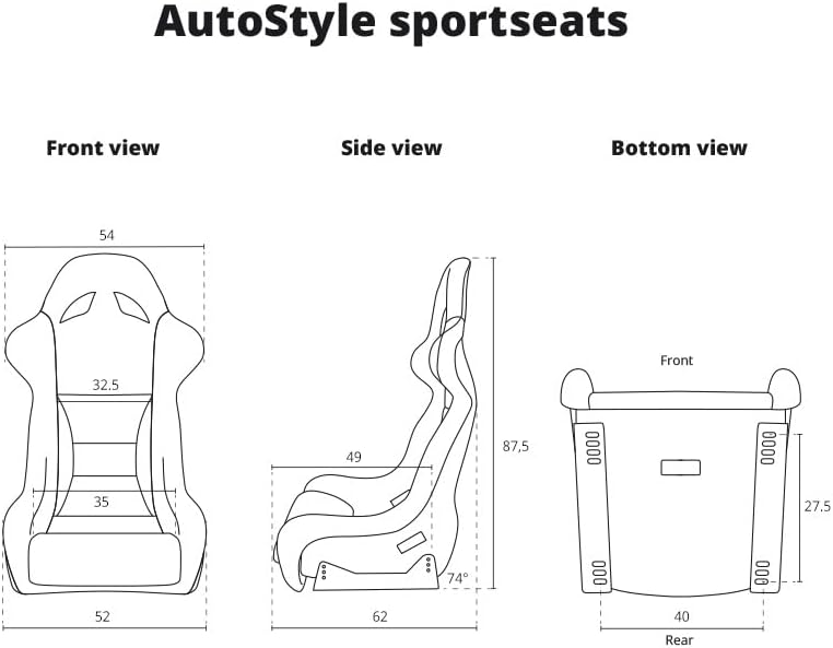 AutoStyle Sport seat 'Zandvoort' - Black - Non-reclinable back-rest - incl. slides