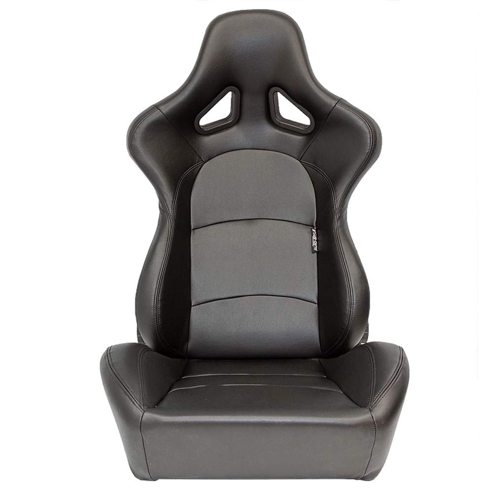 AutoStyle Sport seat 'Classic' - Black Synthetic leather - Non-reclinable back-rest - incl. slides