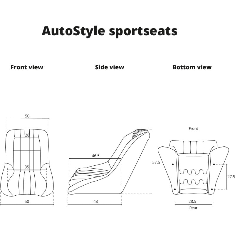 AutoStyle Sport seat 'Classic' - Black Synthetic leather - Non-reclinable back-rest - incl. slides