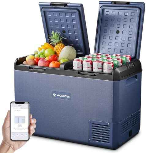 AAOBOSI Fridge Freezer 95L, IPX4 Waterproof Dual Zone Camping Fridge Freezer with APP Control, 12V/240V, -20°C to 20°C – Ideal for Campervan, Truck, Boat, Motorhome, Travel &amp; Picnic