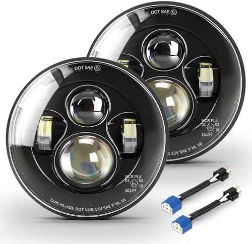 CO LIGHT 2pcs 7 Inch LED Headlights Hi/Lo Beam 7’’ Round Headlight H6024 LED Headlight Replacement Compatible withS2 for Wrangler JK CJ TJ