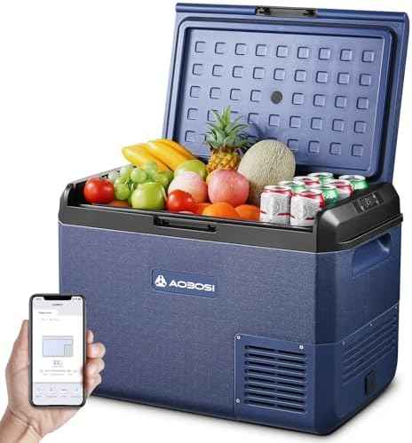 AAOBOSI Fridge Freezer 95L, IPX4 Waterproof Dual Zone Camping Fridge Freezer with APP Control, 12V/240V, -20°C to 20°C – Ideal for Campervan, Truck, Boat, Motorhome, Travel &amp; Picnic