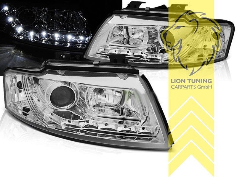 LTG Pair Aftermarket LED DRL Headlights Audi A4 B6 B7 8E 02-06 Cabrio chrome LHD