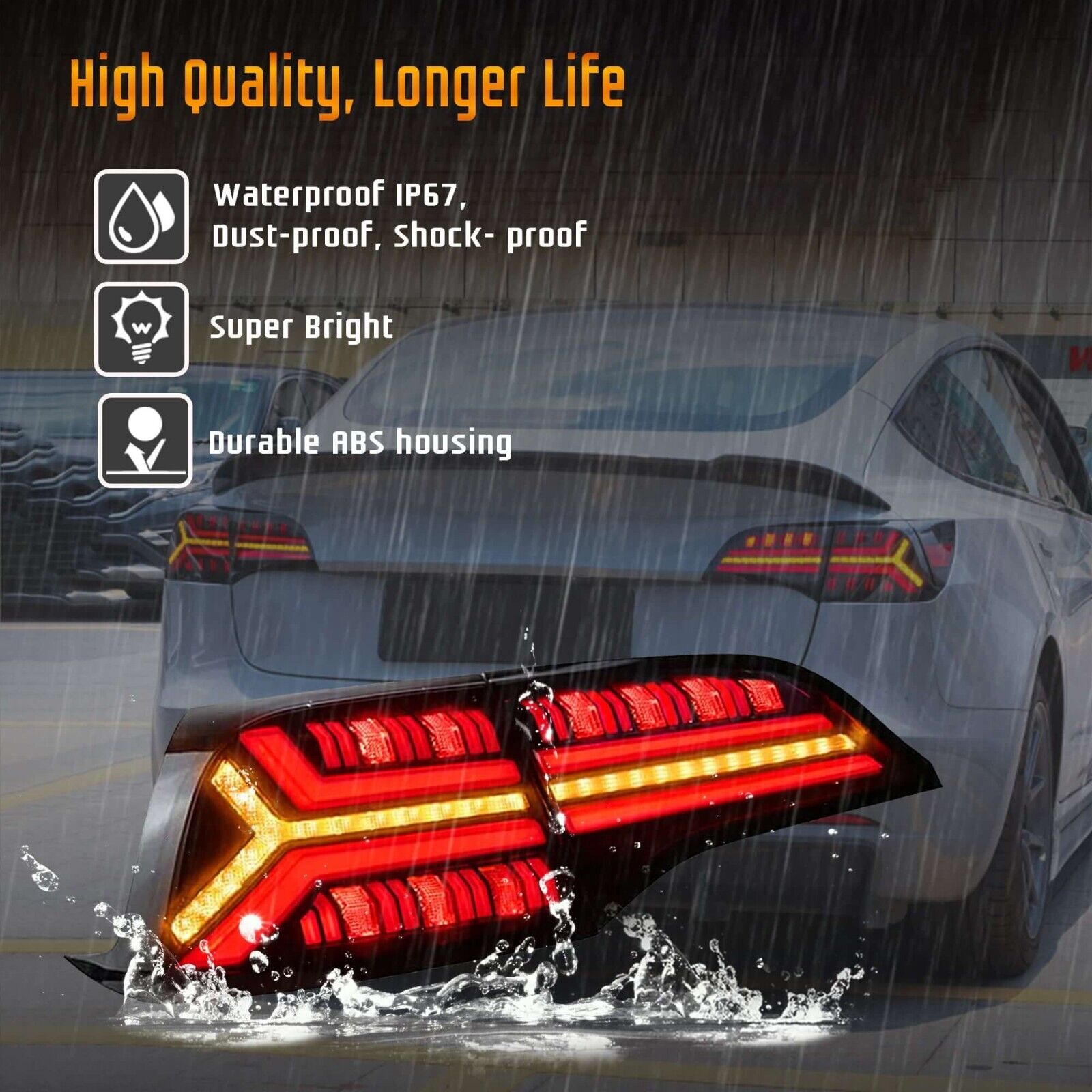 VLAND 17-22 Tesla Model 3 & 20-22 Tesla Model Y Lightbar LED DRL Rear Lights Tail Lamps LHD