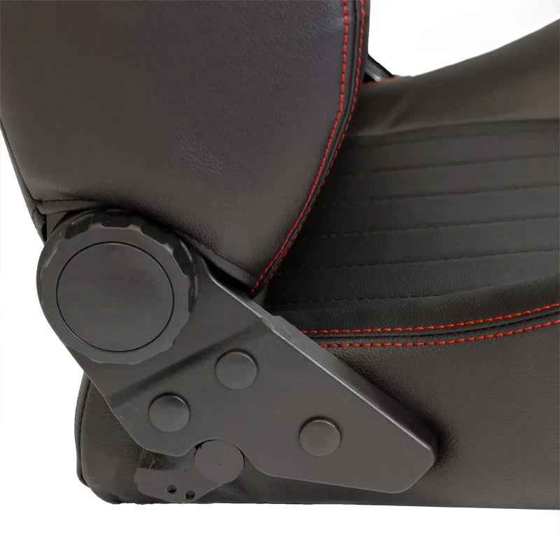 ATST x1 Retro Universal Classic Bucket Seats Black Synth Red Piping + slides