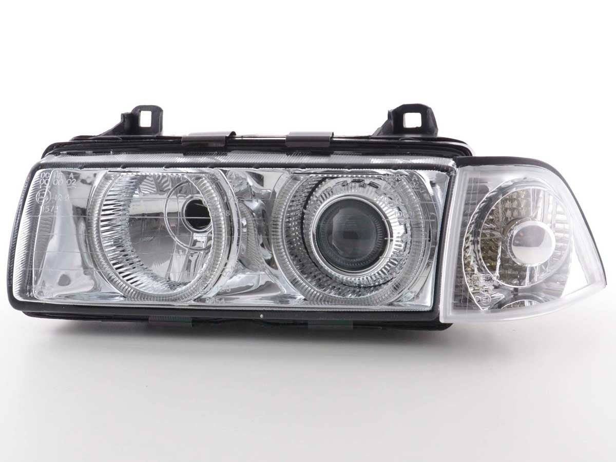 FKA Pair Xenon Angel Eyes Headlights E36 92-98 chrome DEPO Universal RHD LHD