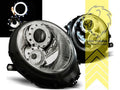 LT Pair LED DRL Lightbar Halo Ring Headlights Mini Cooper R56 R57 Chrome LHD