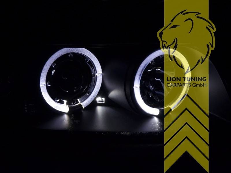 LTG Pair LED Halo Angel Eye Headlights Audi A4 B6 8E Sedan Avant 00-04 Black LHD