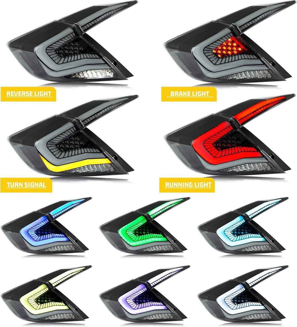 AC Pair RGB Seq Anim LED DRL Rear lights Tail Honda Civic 10 Sedan R 16-20