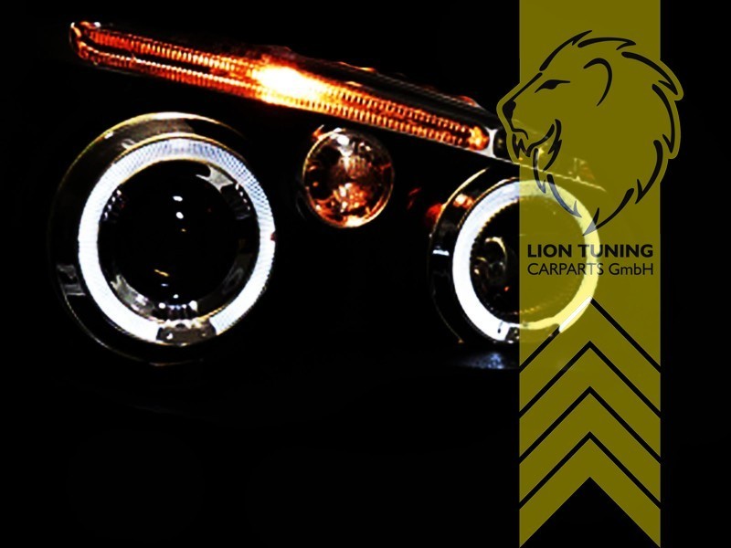 LTG Pair LED Halo Ring Lightbar Headlights VW Polo 9N 9N3 05-09 H1 Black LHD