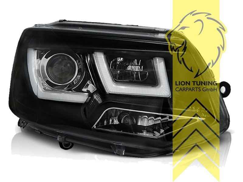 LTG Pair LED DRL U-Tube Headlights VW T5 Transporter FL T5.1 09-15 Bus black LHD