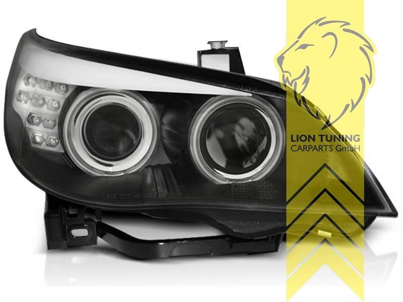 LT Pair LED DRL Headlights BMW E60 Sedan E61 Touring black XENON LHD