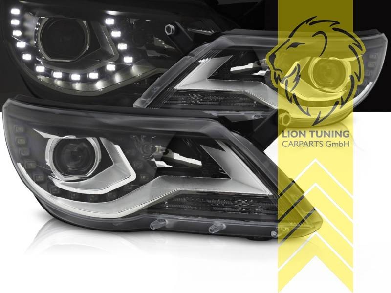 LTG Pair LED DRL Lightbar Headlights VW Tiguan 5N 07-11 black LHD EXPORT ONLY