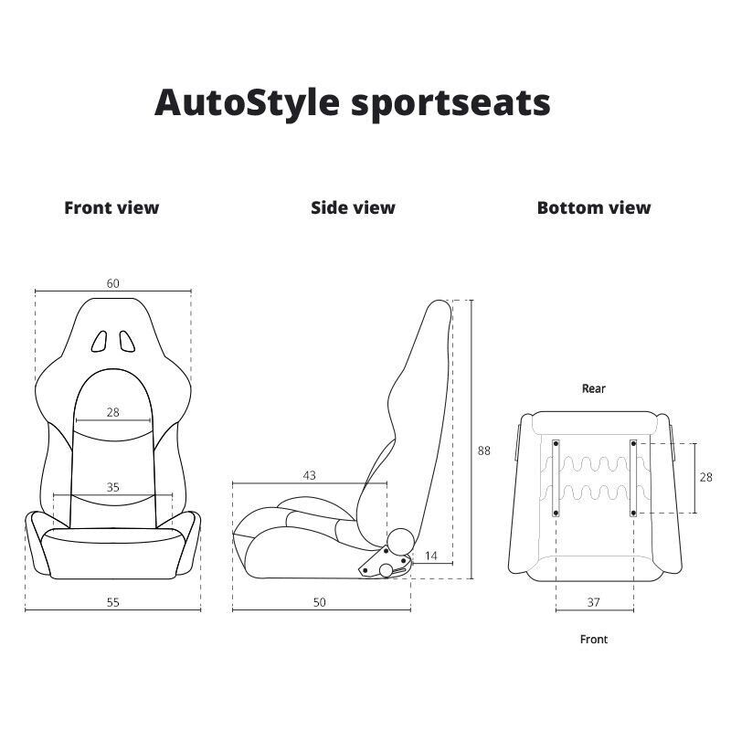 x2 Autostyle Black Suede Sports Car Bucket Seats fibreglass back-rest UK STOCK