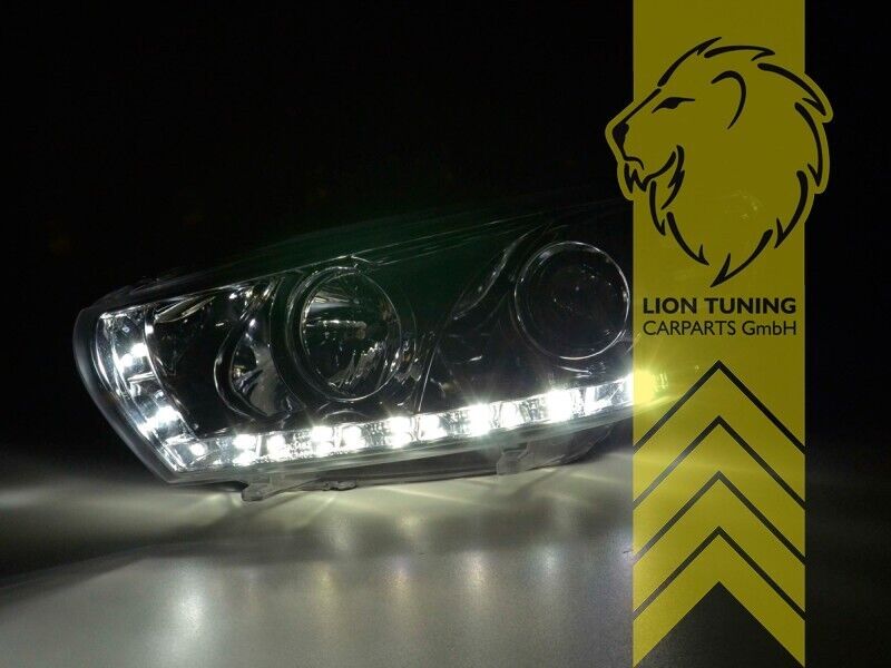 LT Pair LED DRL Lightbar Headlights VW Scirocco 3 MK3 137 138 08-14 black LHD