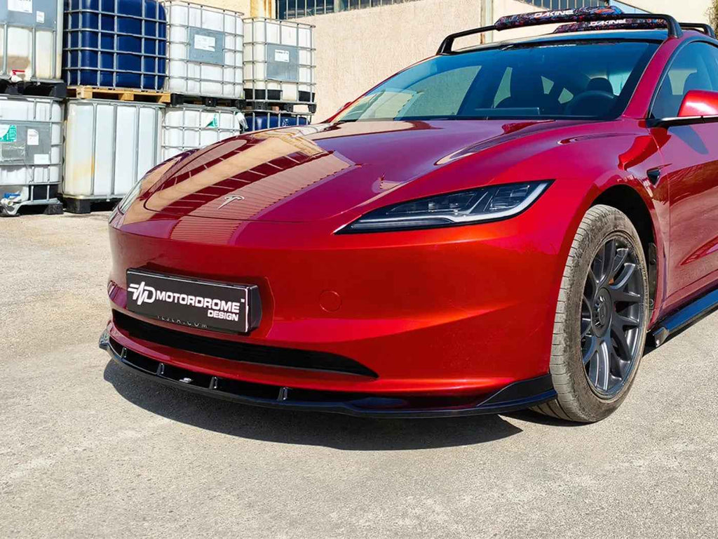 MTD Front Bumper Lower Splitter Spoiler Tesla Model 3 Mk1 FaceL Gloss Black ABS