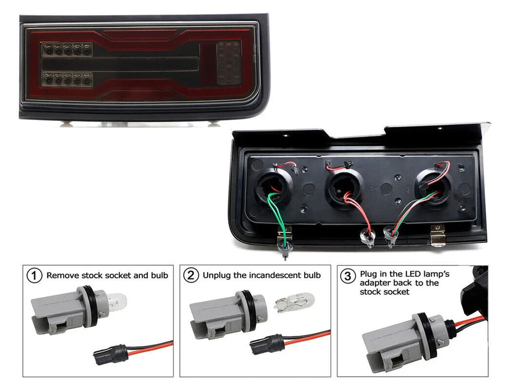 Full LED Lightbar Rear Lights Tail Lamps 03-09 Hummer H2 SUV Bronco Style Smoke