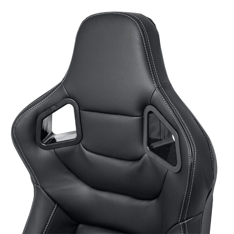 Auto-Style RK x2 (A Pair of) Universal Sports Bucket Seats Black Silver Stitch + slide runners UK STOCK (No Import Tax)