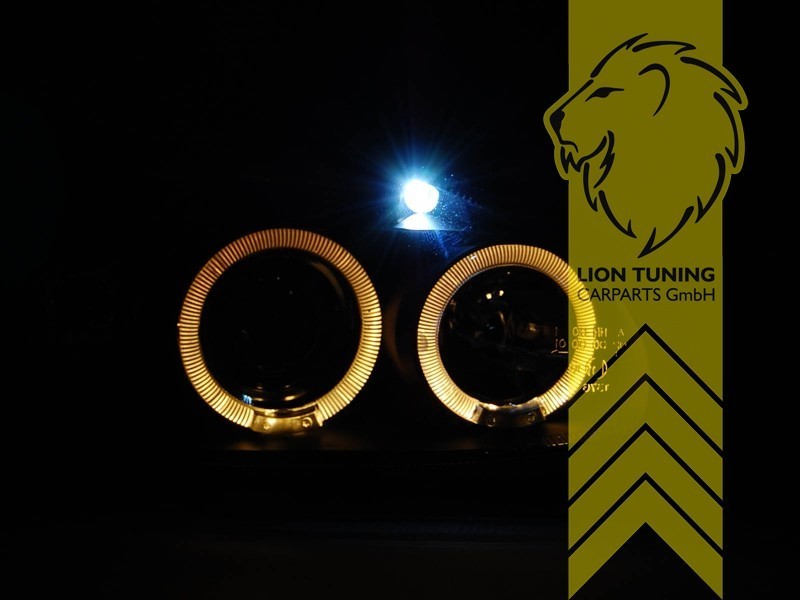 LTG Pair LED DRL Halo Ring Headlights Opel Corsa B Combo B 71 93-01 Black LHD