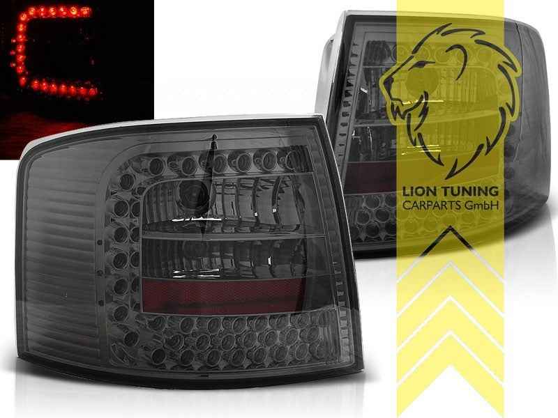 LTG Pair LED Rear Lights Tail Lamps Audi A6 C5 4B Avant 97-05 black smoke LHD
