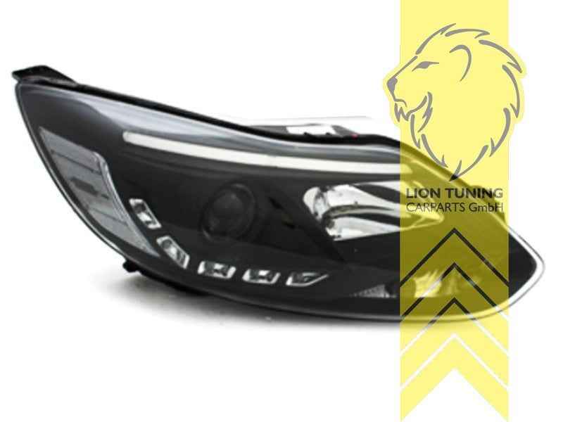 LTG Pair LED DRL Lightbar Headlights Ford Focus 3 11-14 black LHD