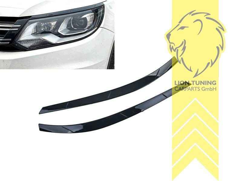 LT Headlight eyebrow covers shades trims VW Tiguan 5N 5AN 11-16 glossy black ABS